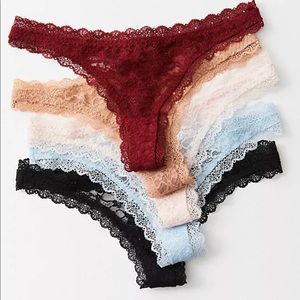 Free People Lace Thong 5-Pack Bundle size M